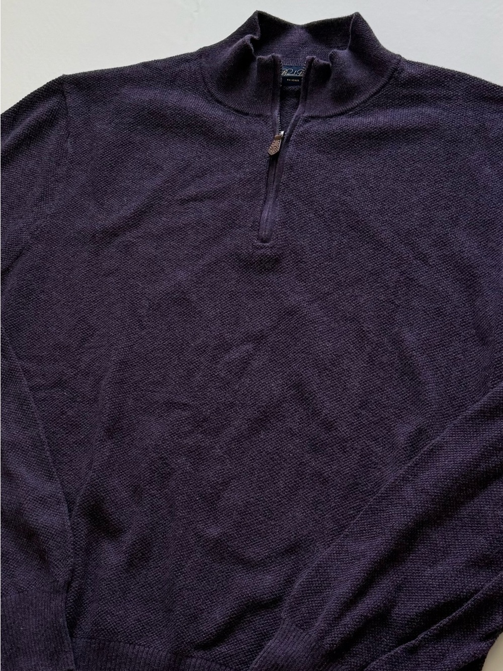 Men's Brooks Brothers Cotton Cashmere Quarter-Zip Sweater in Deep Purple - Sz XL
